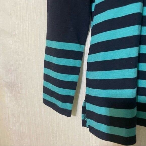 Talbots · Small Petite · Striped Mock Neck Knit Top · Blue Two Tone - Picture 4 of 10